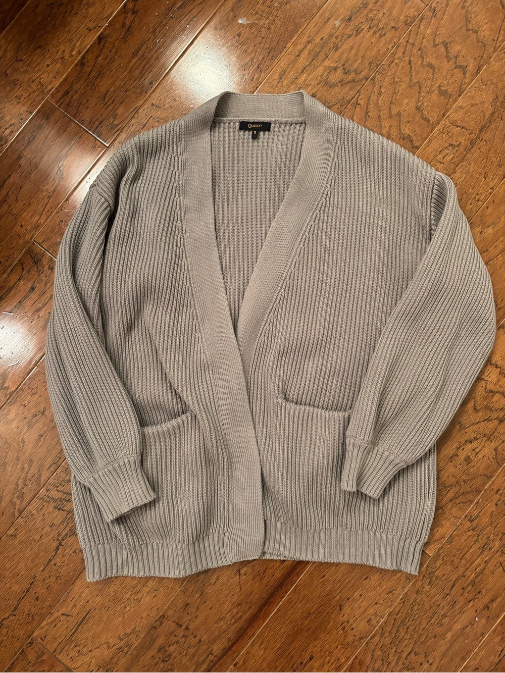 Quince Men's Ribbed Open-Front Cardigan - Gray